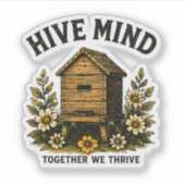 Hive Mind | Vintage Bijenkorf Imkerdesign Sticker (Voorkant)