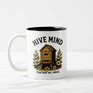 Hive Mind | Vintage Bijenkorf Imkerdesign Tweekleurige Koffiemok