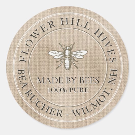 Hive Products Muslin Mini Label met Heraldic Bee (Voorkant)