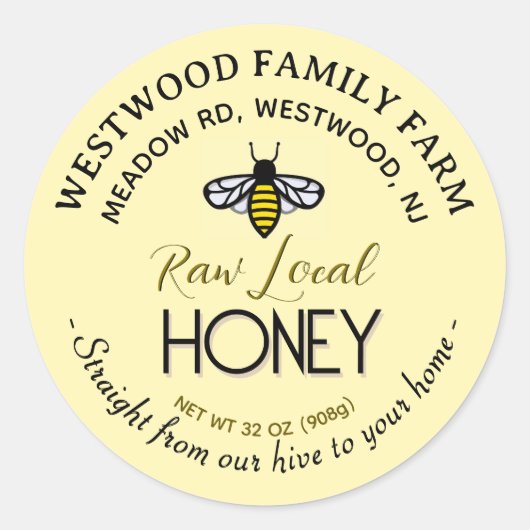 Hive to Home Honey Label met Bee Yellow (Voorkant)
