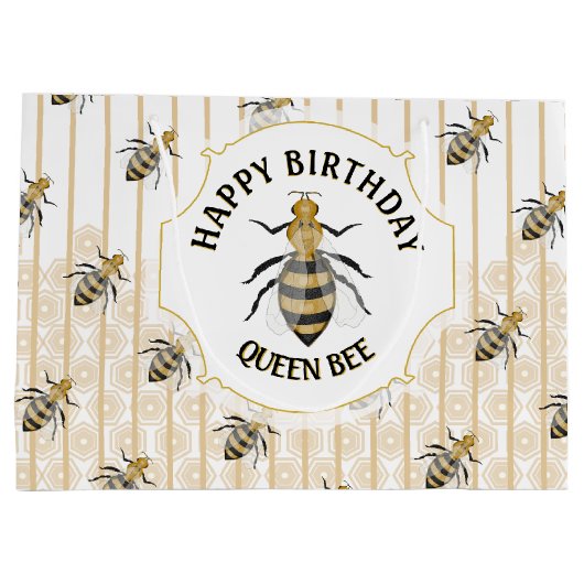 Hive van de moderne gouden en zwarte honingbijen groot cadeauzakje (Achterkant)