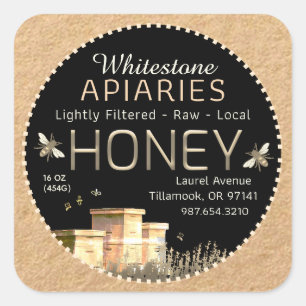 Hiven van achtergebleven bijen en kleine bijen op  vierkante sticker