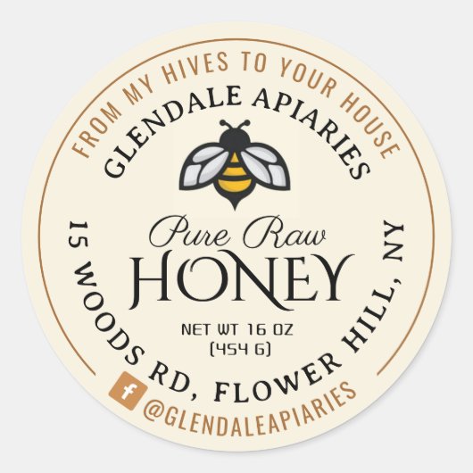 Hives naar House Pure Raw Honey Honeybee Sticker (Voorkant)