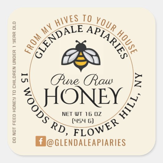 Hives naar House Pure Raw Honey Honeybee Sticker (Voorkant)