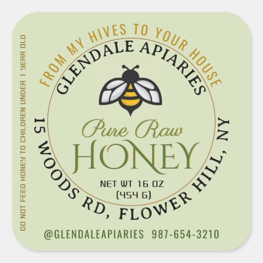 Hives naar House Pure Raw Honey Honeybee Sticker (Voorkant)