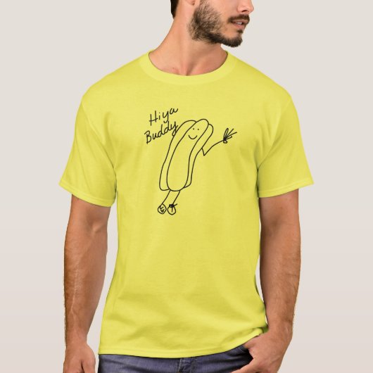 HIYA BUDDY SHIRT FUNNY HOT DOG Handgemaakte tekeni (Voorkant)