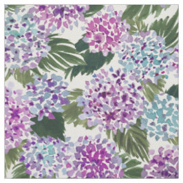 HIYA HYDRANGEA Painterly Paarse Floral Waterverf Stof