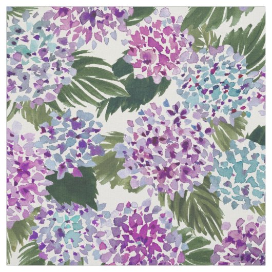 HIYA HYDRANGEA Painterly Paarse Floral Waterverf Stof (Swatch)