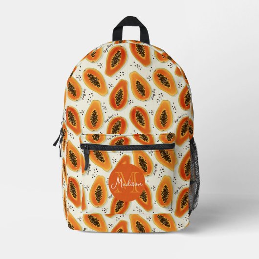 Hiya Papaya Patroon & Monogram Bedrukte Rugzak (Voorkant)