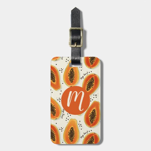 Hiya Papaya Pattern Bagagelabel (Voorkant verticaal)