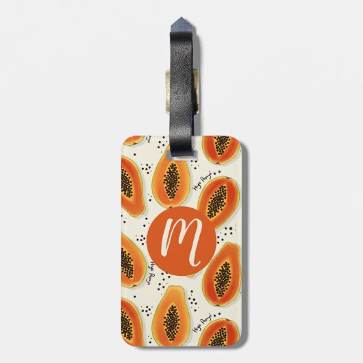 Hiya Papaya Pattern Bagagelabel (Achterkant verticaal)
