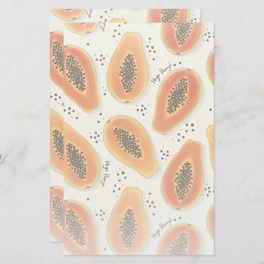 Hiya Papaya Pattern Briefpapier (Voorkant / Achterkant)