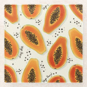 Hiya Papaya Pattern Glazen Onderzetter (Voorkant)