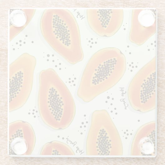 Hiya Papaya Pattern Glazen Onderzetter (Achterkant)