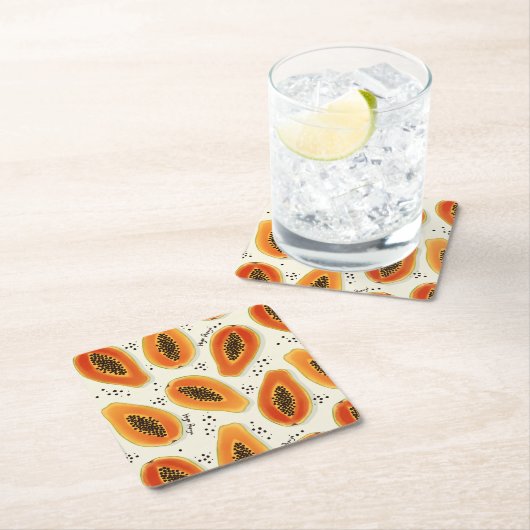 Hiya Papaya Pattern Kartonnen Onderzetters (Insitu)