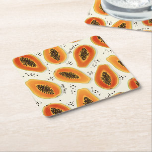 Hiya Papaya Pattern Kartonnen Onderzetters