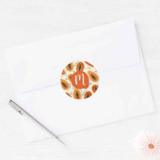 Hiya Papaya Pattern Ronde Sticker (Envelop)