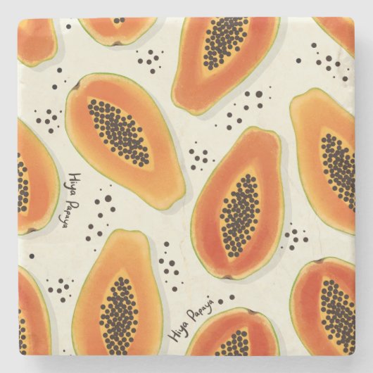 Hiya Papaya Pattern Stenen Onderzetter (Voorkant)