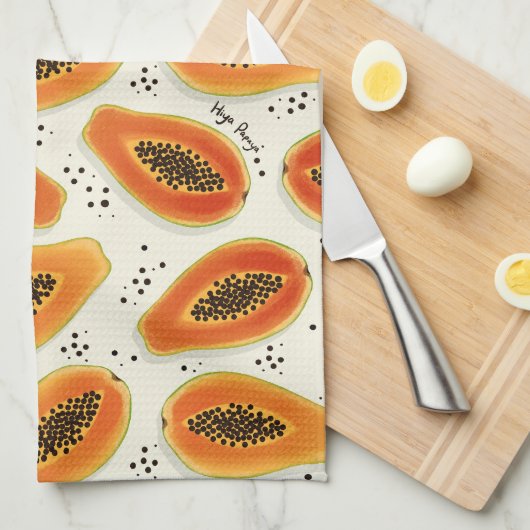 Hiya Papaya Pattern Theedoek (Quarter Fold)