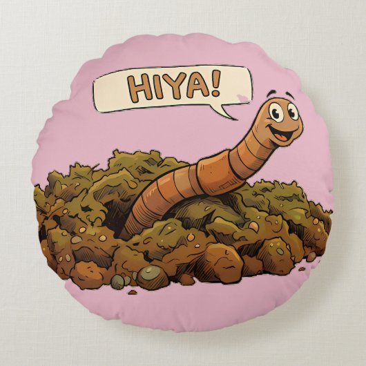"Hiya!" Van Onderaf Rond Kussen (Voorkant)