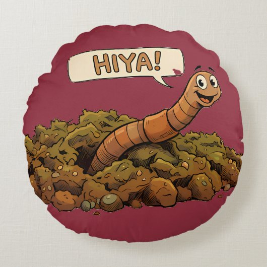 "Hiya!" Van Onderaf Rond Kussen (Voorkant)
