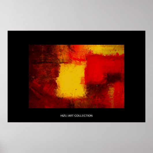 Hizli Art Collectie - Red Yellow Brown Modern Abs Poster (Voorkant)