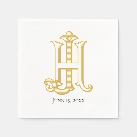 HJ Monogram of JH Monogram Napkins Servet (Voorkant)
