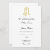 HJ Monogram of JH Monogram Wedding Invitaties Kaart (Voorkant / Achterkant)