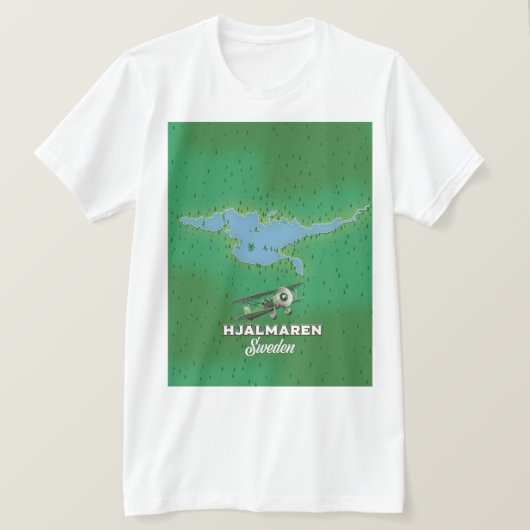 Hjälmaren Zweden kaart reisposter T-shirt (Design voorkant)