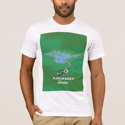 Hjälmaren Zweden kaart reisposter T-shirt (Voorkant)