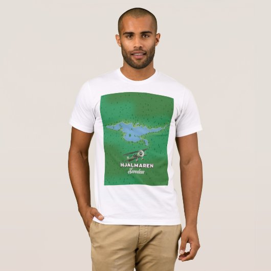Hjälmaren Zweden kaart reisposter T-shirt (Voorkant volledig)