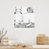 HK van de Hulpmiddelen van de koe die op WITTE T-S Poster (Keuken)