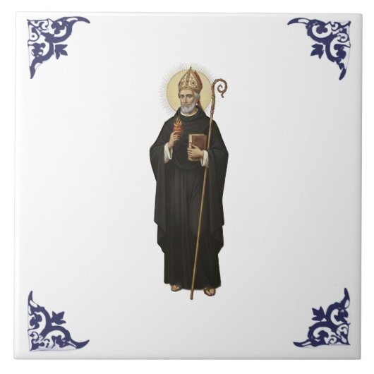 Hl. Augustinus Religieus Christelijk Tegeltje (Voorkant)