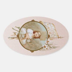Hl. Johanna van Arkel brandend op de brandstapel ( Ovale Sticker