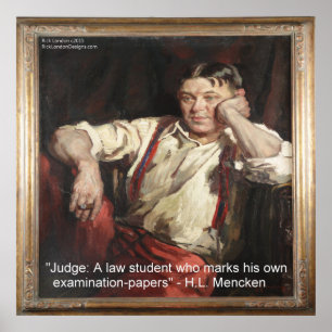 HL Mencken Grafische weergave & citaat over rechte Poster
