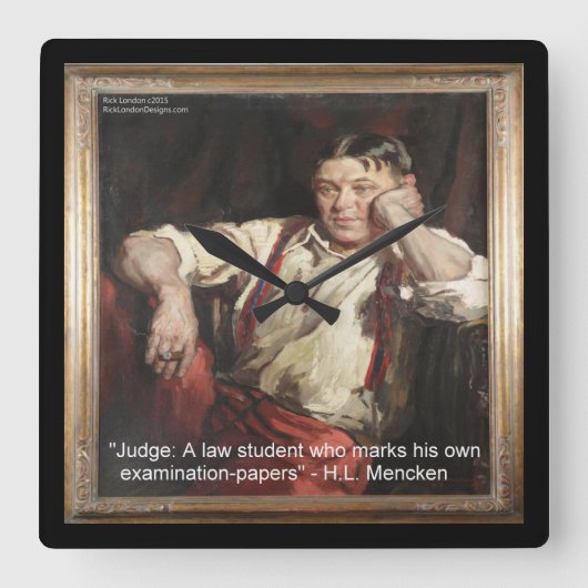 HL Mencken & Quote Over Rechters Wandklok (Voorkant)