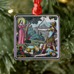 Hl. Philomena wordt beschoten met pijlen Metalen Ornament