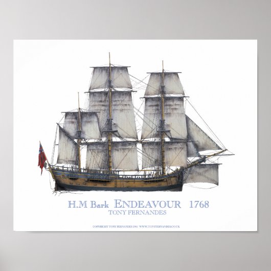 HM Bark Endeavor 1768, tony fernandes Poster (Voorkant)