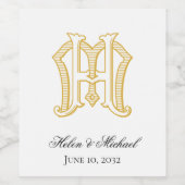 HM Monogram- of MH-monogram wijnetiket Wijn Etiket (Enkel label)