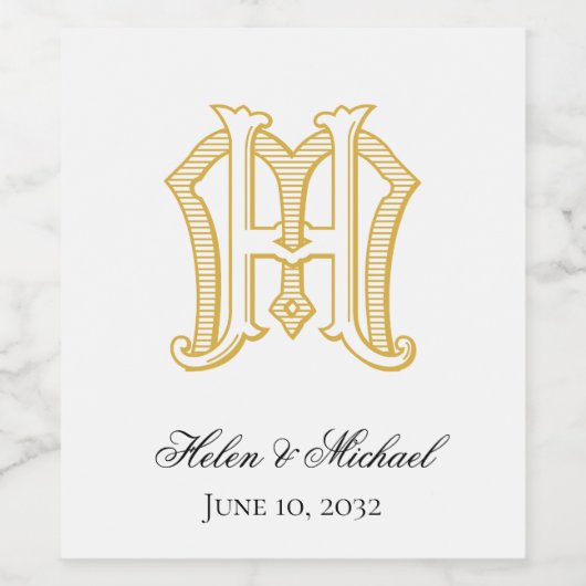 HM Monogram- of MH-monogram wijnetiket Wijn Etiket (Enkel label)