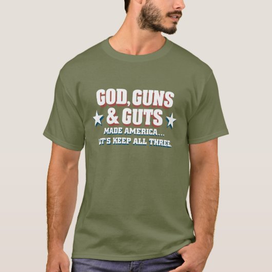 HM Murdock's 'God, Pistolen & Guts' T-shirt (Voorkant)