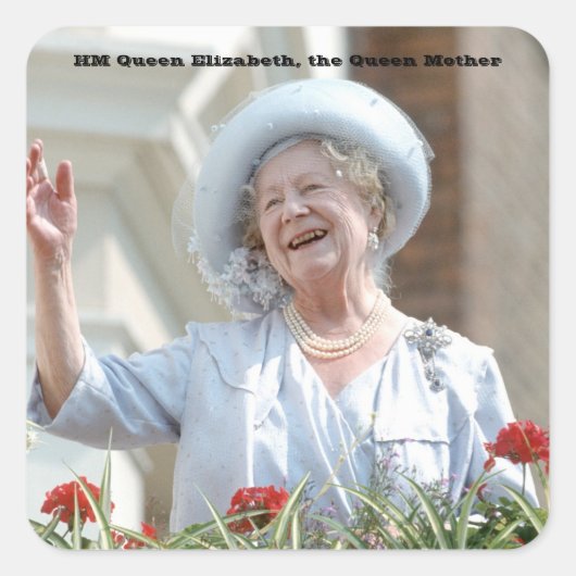 HM Queen Elizabeth, de koningin Moeder 1990 Vierkante Sticker (Voorkant)