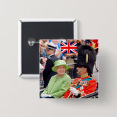 HM Queen Elizabeth-Duke of Edinburgh Vierkante Button 5,1 Cm (Voorkant /achterkant)