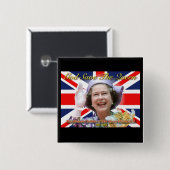 HM Queen Elizabeth II Diamond Jubilee Vierkante Button 5,1 Cm (Voorkant /achterkant)