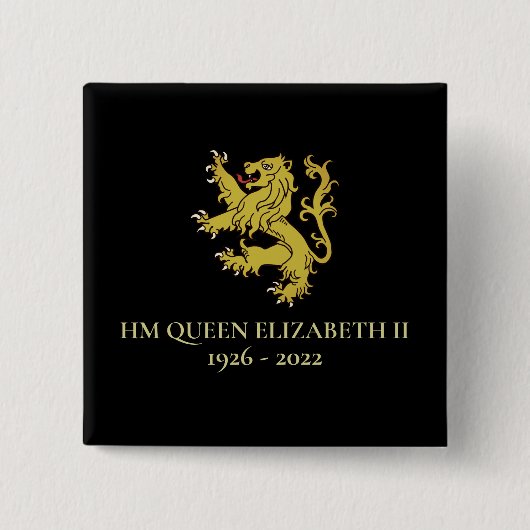 HM Queen Elizabeth II Heraldry Lion Square Button (Voorkant)