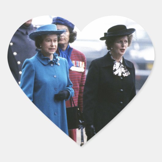 HM Queen Elizabeth II-Margaret Thatcher Hart Sticker (Voorkant)
