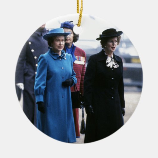 HM Queen Elizabeth II-Margaret Thatcher Keramisch Ornament (Voorkant)