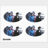 HM Queen Elizabeth II-Margaret Thatcher Ovale Sticker (Vel)
