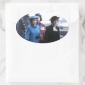 HM Queen Elizabeth II-Margaret Thatcher Ovale Sticker (Tas)