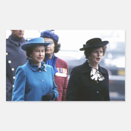 HM Queen Elizabeth II-Margaret Thatcher Rechthoekige Sticker (Voorkant)